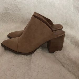 Nude Block Heel Slip On Booties